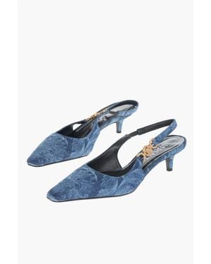 Versace Denim Medusa Slingbacks 5Cm - Blue