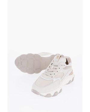 Hogan Two-Tone Suede And Mesh Low-Top Trainers - White