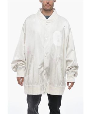 Maison Margiela Mm6 Satin Oversized Bomber Jacket With Snap Buttons - White