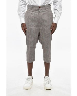 JUNYA WATANABE COMME DES GARCON Prince Of Wales Motif Wool Trousers - Grey