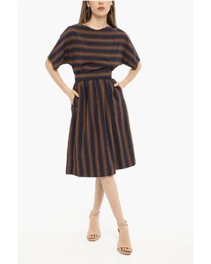 Woolrich Bayadere Striped Scully Dress With Belt - Black