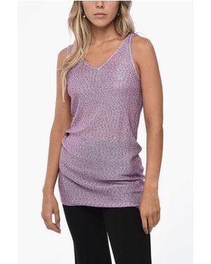 Remain Sequined Openwork Tank Top - Purple