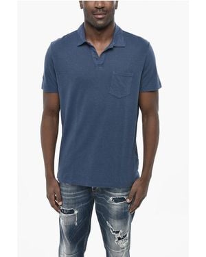 Altea Linen-And-Cotton Polo Dennis With Pocket - Blue