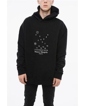 Maison Margiela Mm1 Mm10 Brushed Cotton Hoodie With Embroidered Logo - Black