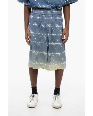 Jil Sander Printed Viscose Shorts With Elastic Wistband - Blue