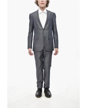 Corneliani Mixed-Cotton Suit Academy With Flap Pockets - Blue