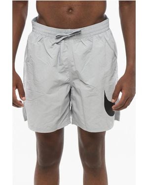 Nike Swim Solid Colour Swim Shorts With Contrasting Logo - Grey