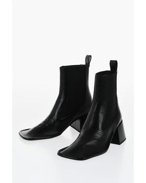 Jil Sander Crackle Leather Chelsea Booties 7 Cm - Black