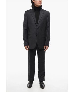 Corneliani Virgin Wool Refined Suit With Flap Pockets - Black