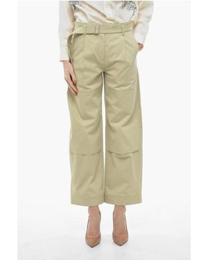 Low Classic Belted Cargo Trousers With Front Pleats - Green