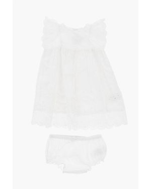 Bonpoint Solid Colour Sangallo Dress With Bloomer - White