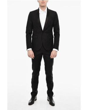 DSquared² Wool Blend Single Breasted Suit With Satin Shawl Lapel - Black