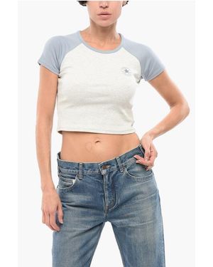 Converse All Star Chuck Taylor Two-Tone Crop T-Shirt With Embroidered - Blue