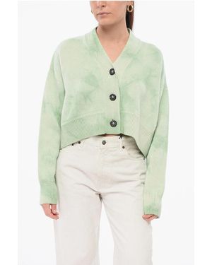Alanui Tie Dye Virgin Wool Crop Cardigan - Green