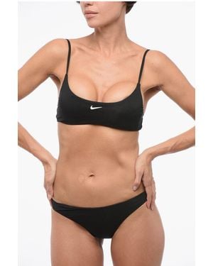 Nike Swim Solid Colour Bikini With Printed Logo - Black