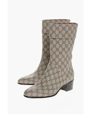 Gucci Monogram Logo Print Cuffed Boots - Grey