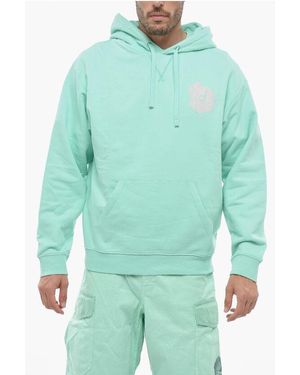 Objects IV Life Printed Brushed Cotton Hoodie - Green