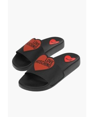 Moschino Love Heart Printed Slipper - Black
