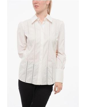 Elisabetta Franchi Popeline Shirt With Broderie Anglaise Details - White