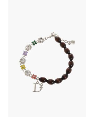 DSquared² Half-Charms And Half Wooden-Bead Bracelet - White