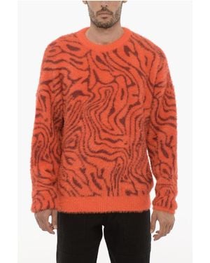 Marcelo Burlon Crew-Neck Fluffy Jumper - Orange