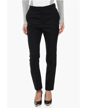 Celine Wool Gabardine Trousers With Front Pleats - Black