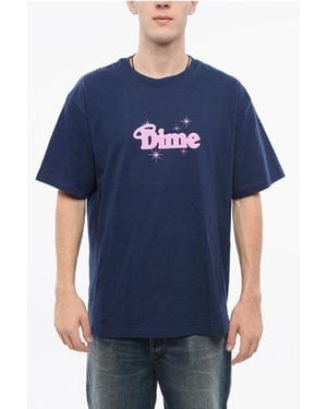 Dime Cotton Crew-Neck T-Shirt With Frontal Logo - Blue