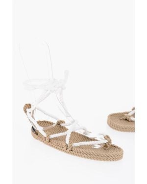 Nomadic State Of Mind Rope Romano Sandals With Ankle Lace-Up Detail - Natural