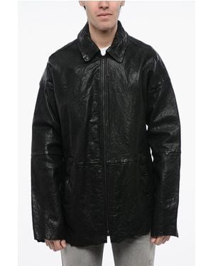 DIESEL Wrinkled Effect Leather L-Mart-A Jacket - Black