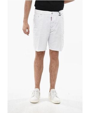 DSquared² Distressed Denim Marine Fit Shorts - White
