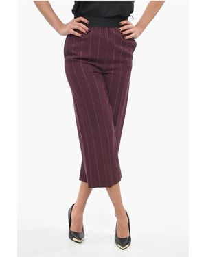 Stella McCartney Cropped-Fit Wool-Blend Trousers With Lurex Details - Purple