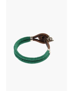 DSquared² Leather Bracelet With Monogram Charm - Green