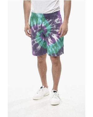 South2 West8 Terry Cotton Shorts With Tie-Dye Effect - Blue