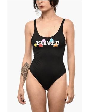 DSquared² Nylon One Piece Swimsuit With Frontal Logo - Black