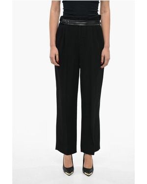 The Mannei Loose Fit Double Pleat Wool Trousers - Black