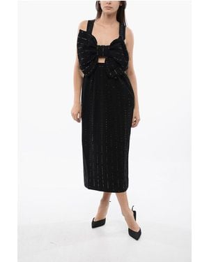 Viktor & Rolf Rhinestoned Midi Dress With Maxi Bow - Black