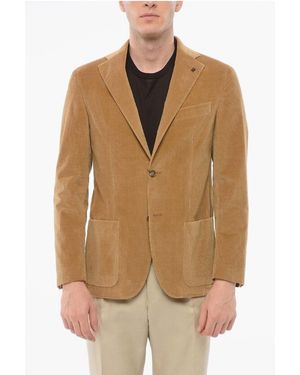 Corneliani Cc Collection Ribbed Velour Refined Single Breasted Blazer - Brown