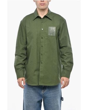 Raf Simons Solid Colour Denim Straight Fit Shirt - Green