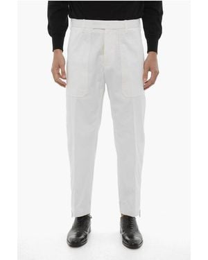 Neil Barrett Cotton Stretch Casual Trousers With Ankle Zip - White