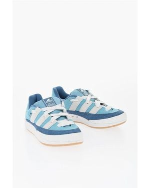 adidas Suede And Fabric Adimatic Low-Top Trainers With Wave Sole - Blue
