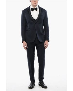 Corneliani Silk Cerimonia Academy 3-Piece Suit With Satin Details - Black