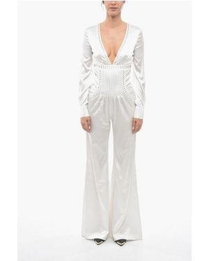 Philipp Plein Satin Jumpsuit Be Elegant - White