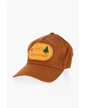 DSquared² Vintage Effect Cotton Cap With Patch - Orange