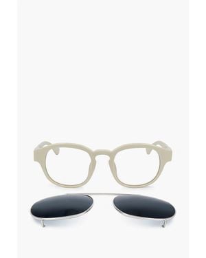 Linda Farrow Dries Van Noten Wayfarer Sunglasses With Removable Mask - White