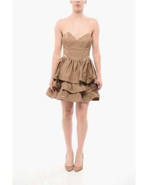 Elisabetta Franchi Eco-Patent Ruffle Dress - Natural