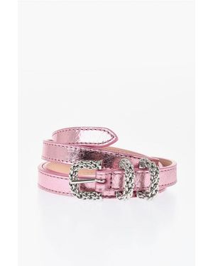 BY FAR Metallic Letaher Slim Fit Belt 20Mm - Pink