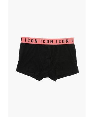 DSquared² Icon Stretch Cotton Boxer With Contrasting Elastic Band - Black