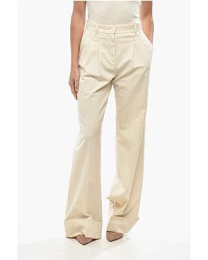 ANDAMANE Double-Pleated Nathalie Pinstriped Trousers - Natural