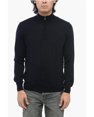 North Sails Solid Colour Wool Jumper With Half-Zip - Black