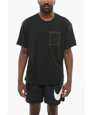 Nike Swim Ton On Ton Printed Crew-Neck T-Shirt With Breast Pocket - Black